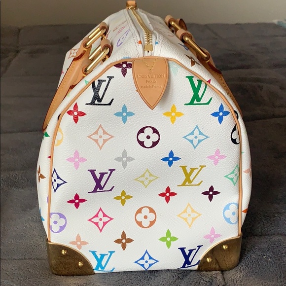Louis Vuitton White Multicolor Monogram Speedy - Picture 2 of 6